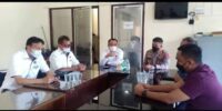 Ketua PWI Sumut H Farianda Putra Sinik didampingi pengurus membahas sinergitas dengan Kapolrestabes Medan Kombes Pol Valentino Alfa Tatareda